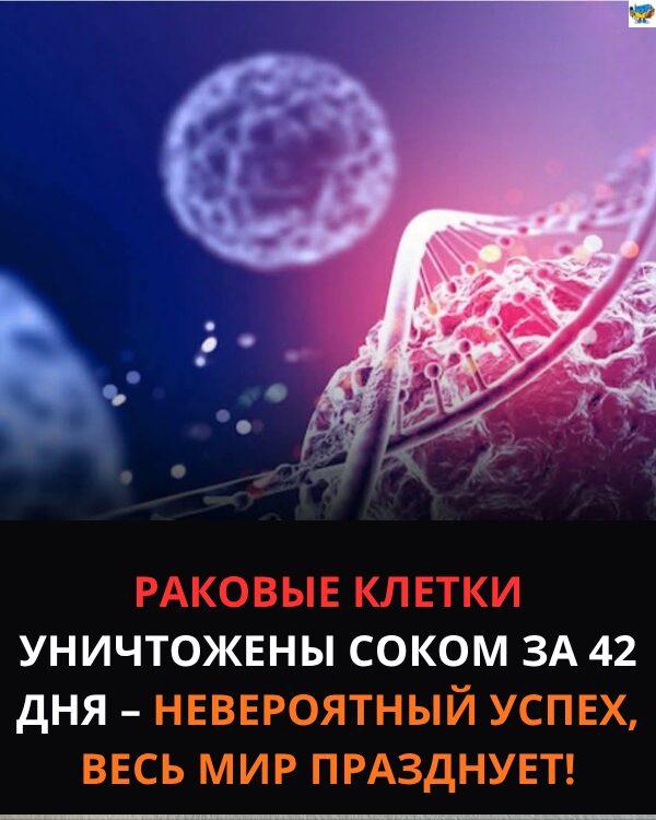 Утверждение: соковая диета якобы очистила организм от раковых клеток за 42 дня.